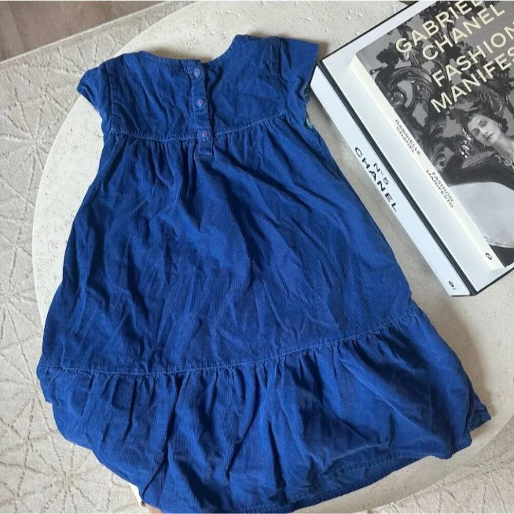 Mini Boden Easy Everyday Dress‎ Short Sleeve Corduroy Dress in Blue Size 7-8Y